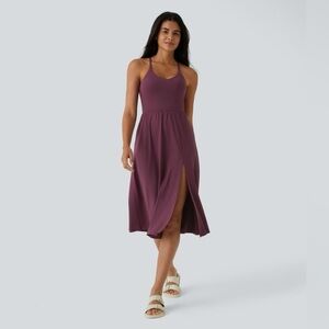 Halara Everyday Midi Chill Dress- Color Fig- Size Medium